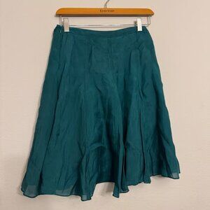 100% Silk Banana Republic Womens Blue/Green Lined A-Line Skirt size XS